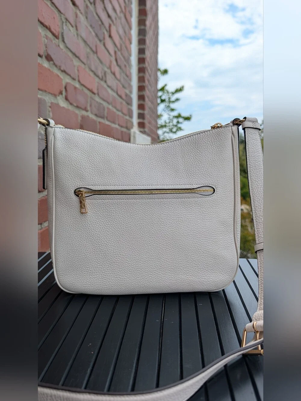 Coach Pebbled Leather White Shoulder Bag